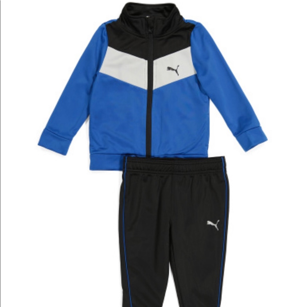 NWT Puma Little boys jogging set. 2 pc set includes jacket and joggers. 24M Blu